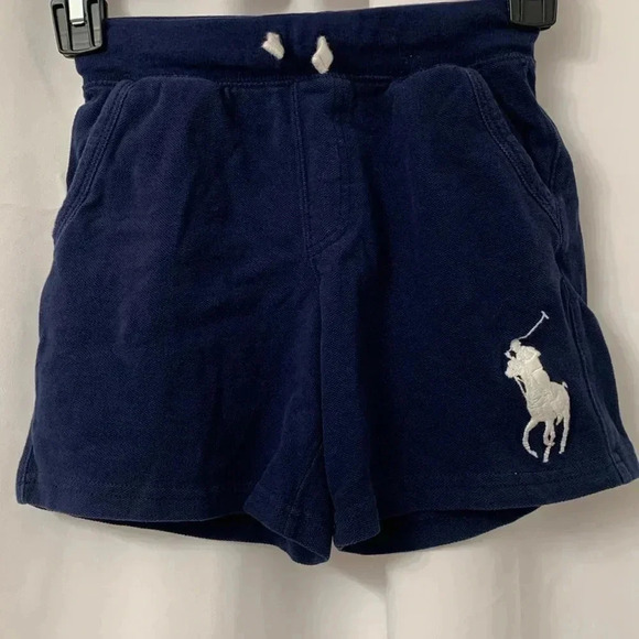 Boys Polo Ralph Lauren French Terry Drawstring Shorts Navy Blue Size 5 EUC - Picture 2 of 10